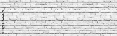 Panorama of White grunge brick wall background seamless and texture