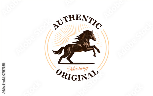 Horse image in classic minimal style. 