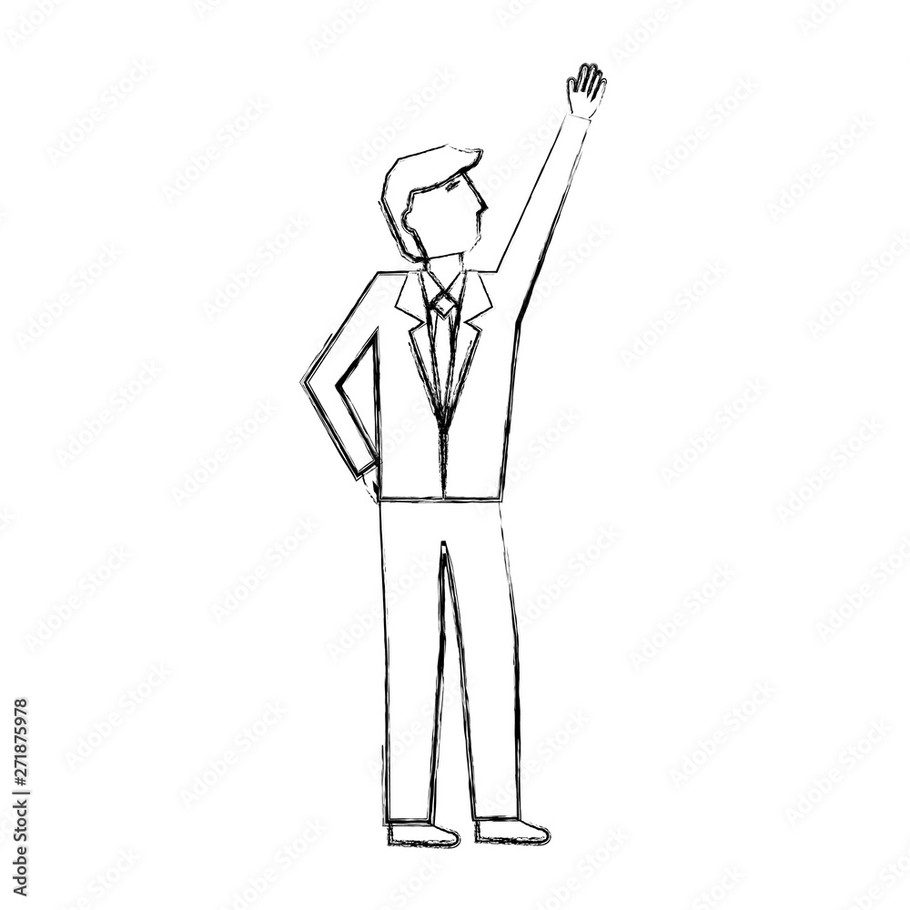 businessman with hand up avatar character businessman with hand up avatar character