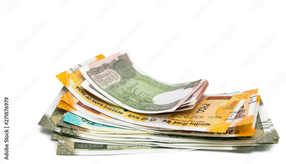 set of Indian Rupee currency isolated on white background set of Indian Rupee currency isolated on white background