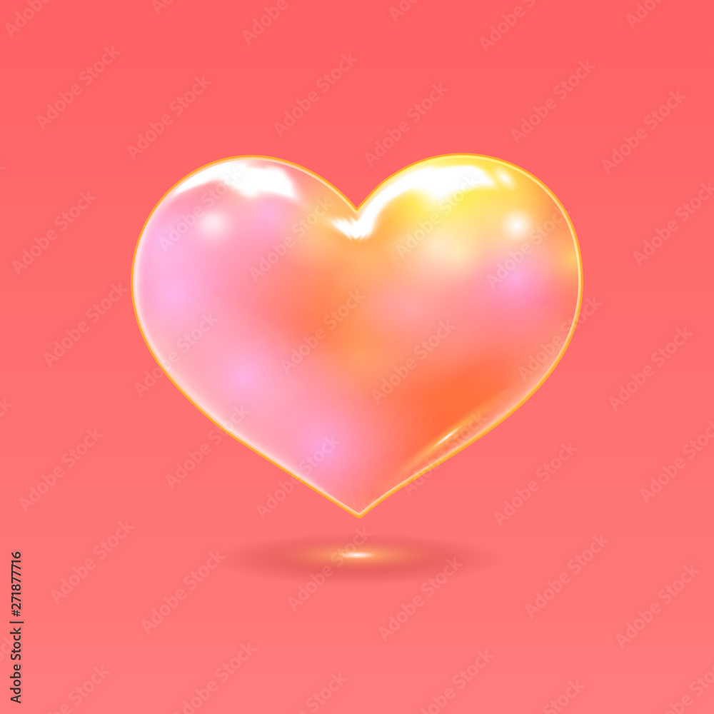 Colorful heart illustration isolated on pink BG