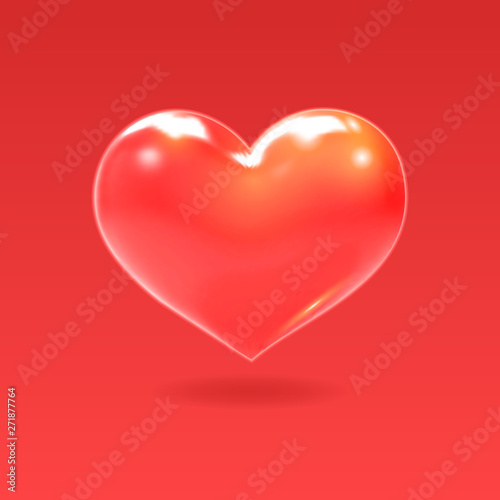 Shiny heart illustration isolated on red BG
