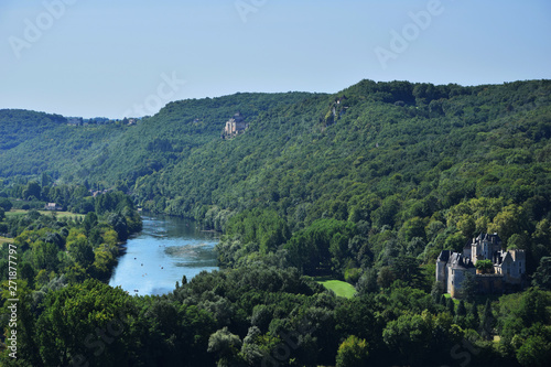 View of french Middle Age castles in the Valley of the 5 Castles (Dordogne, France)