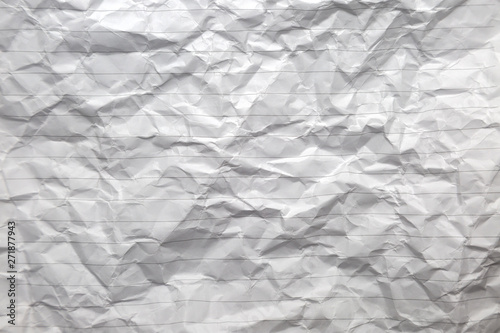 crumpled of white blank paper with line