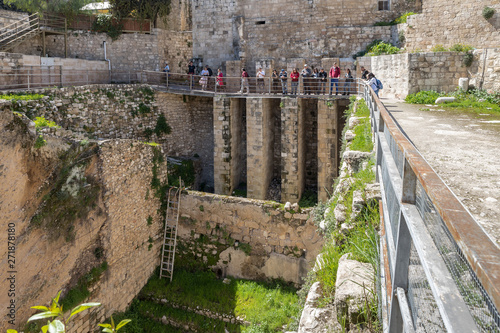 Konstfotografi Ancient ruins in the courtyard of Pools of Bethesda in the old city of Jerusalem