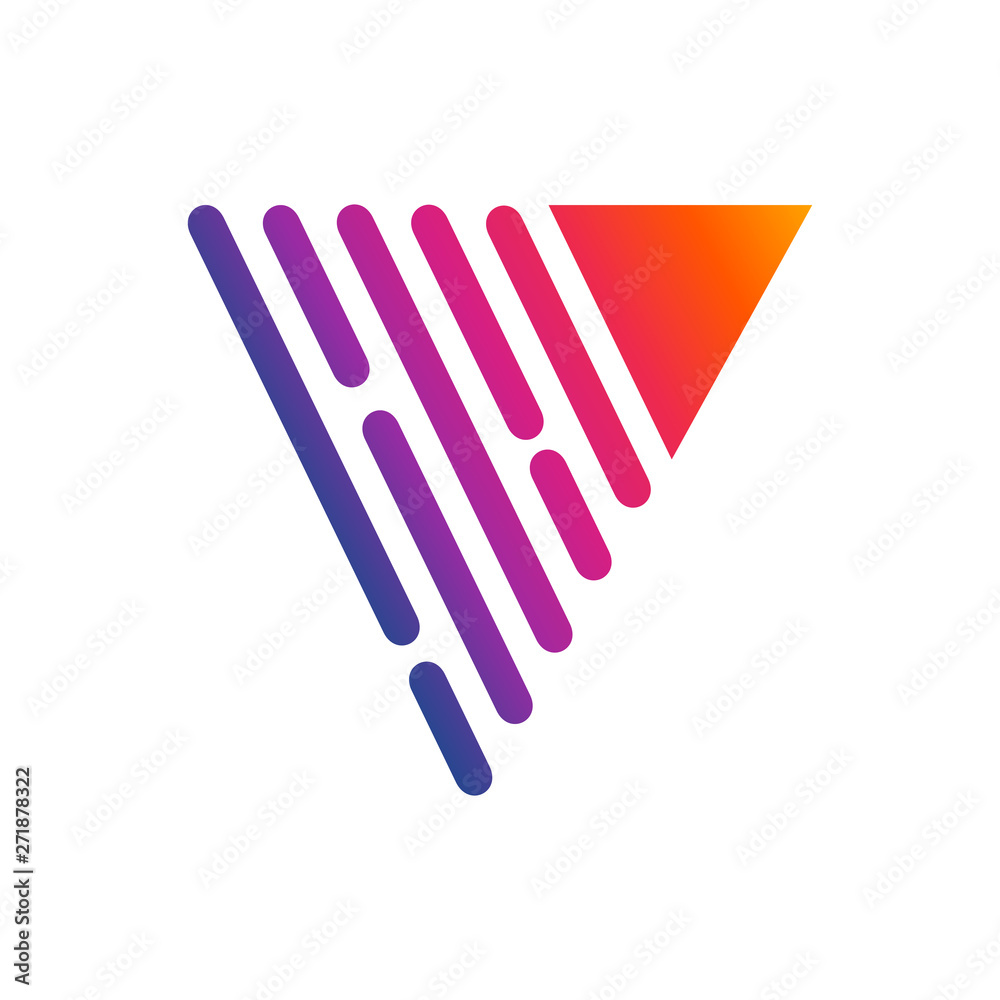 spectrum initial/letter v logo design with wave line and arrow/arrowhead spectrum initial/letter v logo design with wave line and arrow/arrowhead