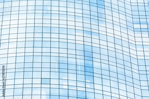 Blue glass windows of office building