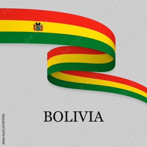 Waving ribbon or banner with flag