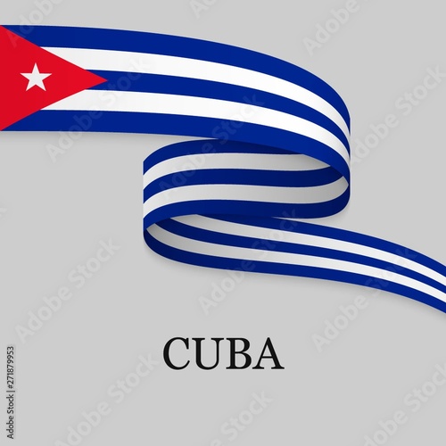 Waving ribbon or banner with flag