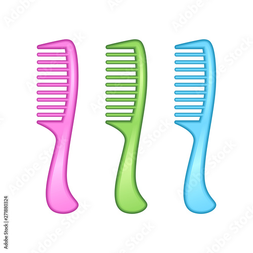 plastic hair combs isolated on white
