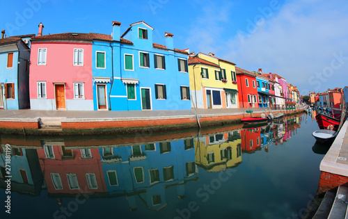 navigable canal and the painted House in Burano Island near Veni © ChiccoDodiFC