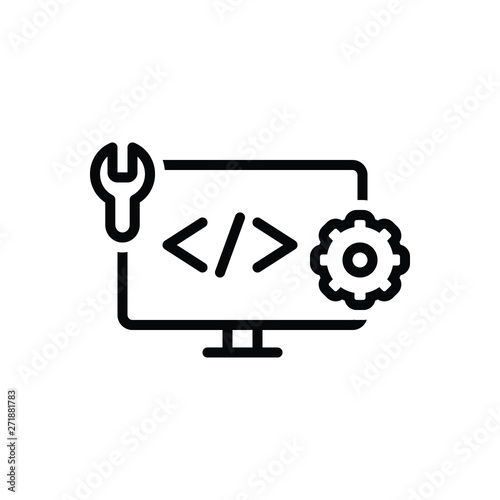 Black line icon for coding html