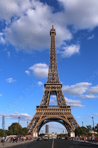 Eiffel Tower in Paris France with long road
