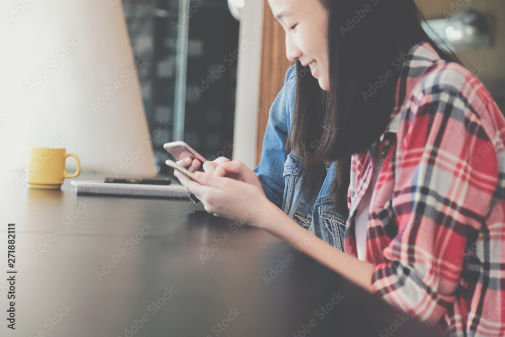 woman girl teenager using smartphone