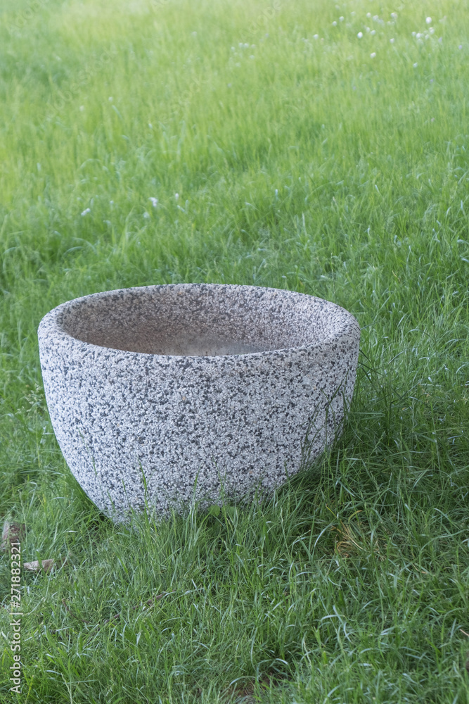 large gray granite vase