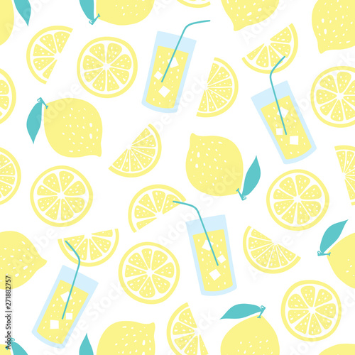 vector seamless pattern with lemons and lemonade