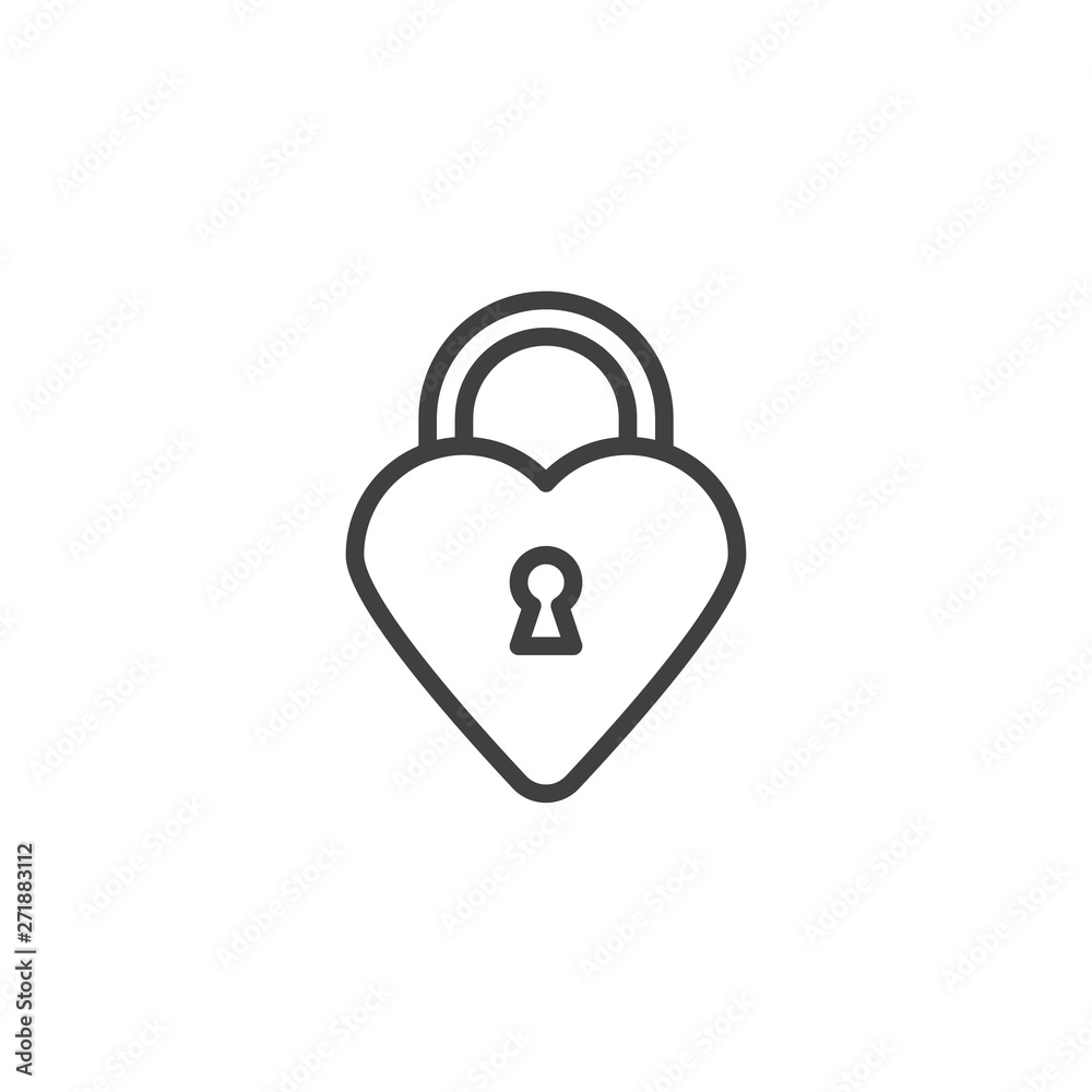 Heart lock line icon. linear style sign for mobile concept and web design. Private love padlock outline vector icon. Romantic symbol, logo illustration. Vector graphics Heart lock line icon. linear style sign for mobile concept and web design. Private love padlock outline vector icon. Romantic symbol, logo illustration. Vector graphics