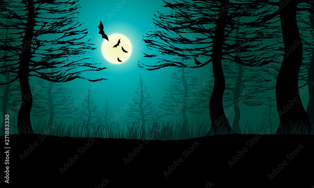 不気味な森 ハロウィーンの背景 Stock イラスト Adobe Stock