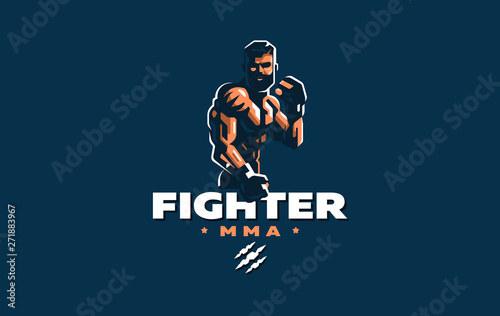 A male athlete in sport gloves.