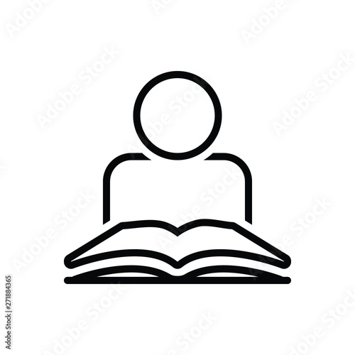 Black line icon for reading education
