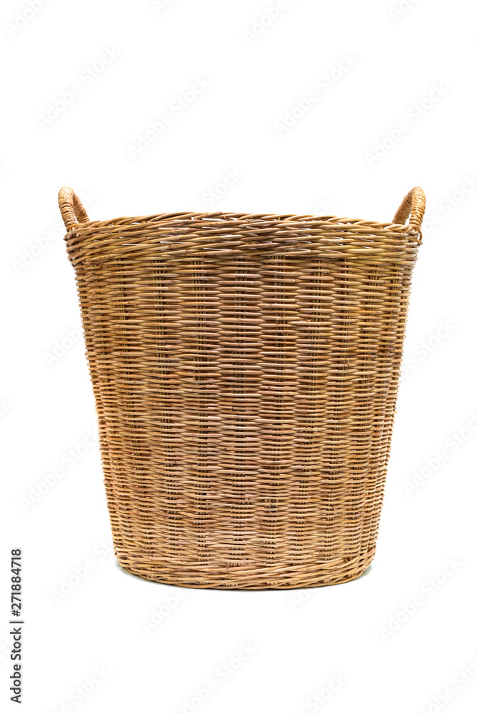 Basket wicker isolated on white background.