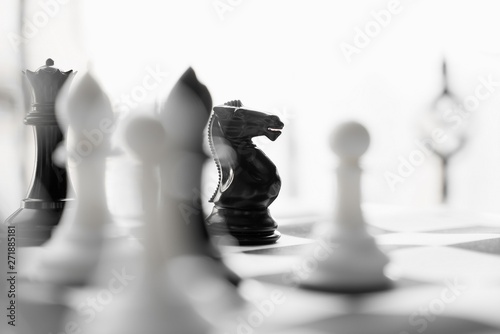 Chess with black and white board.