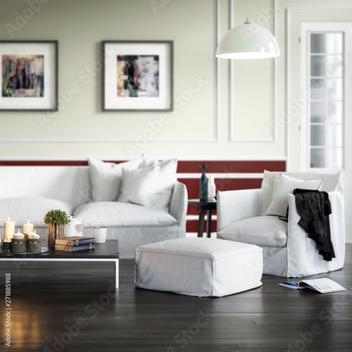 Casual Furnishing Presentation (detail with painted artwork) - 3d visualization