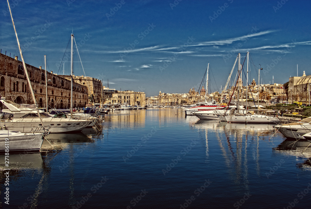 Boats in a Dock in Cospicua, Malta