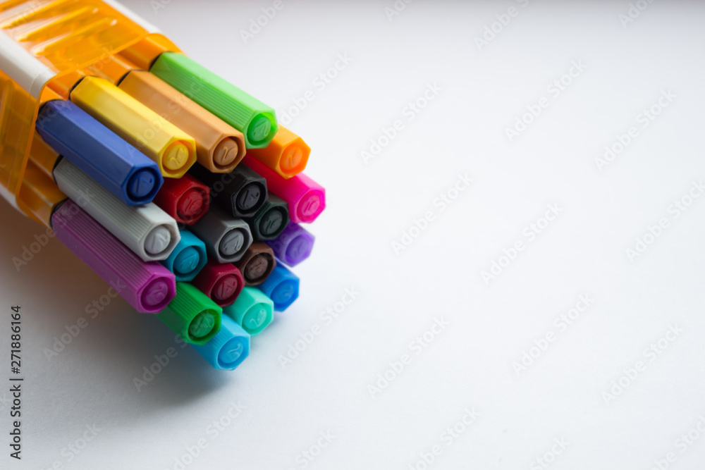 Set of colorful pens on white background Set of colorful pens on white background