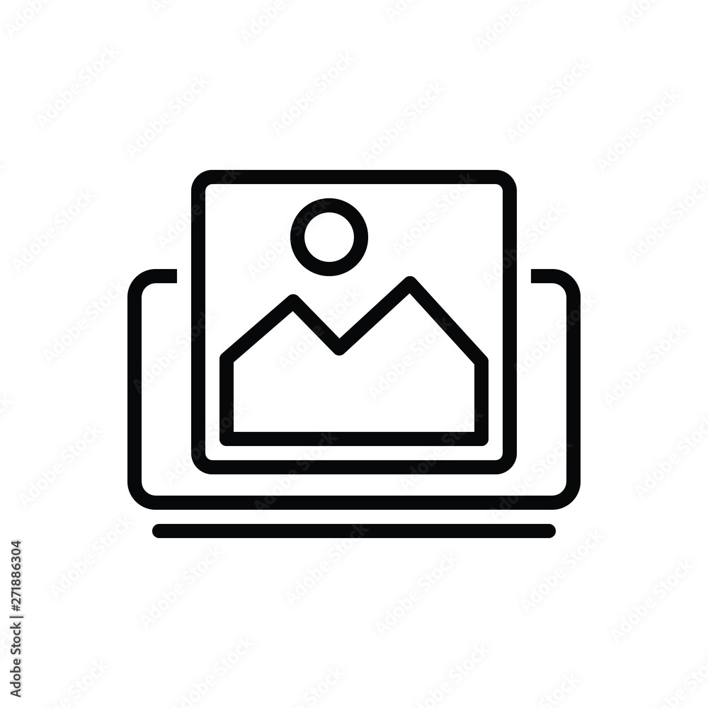 Black line icon for picture image Black line icon for picture image