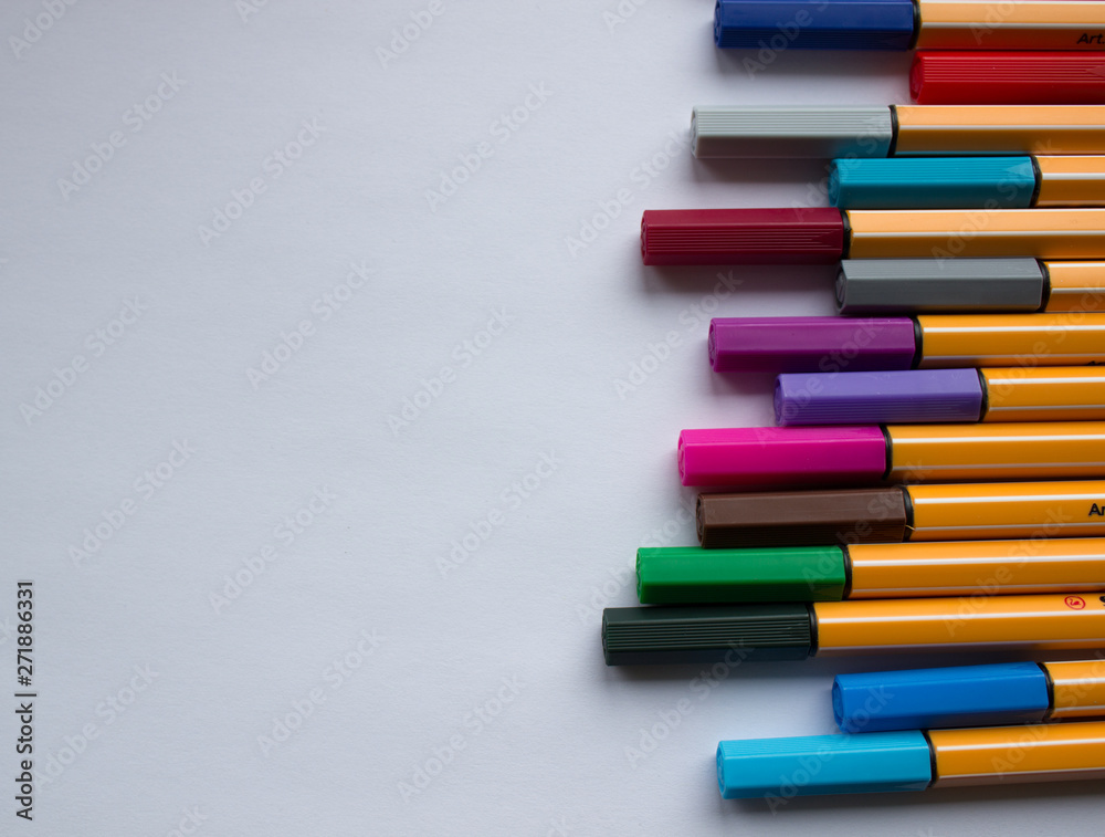 Set of colorful pens on white background Set of colorful pens on white background