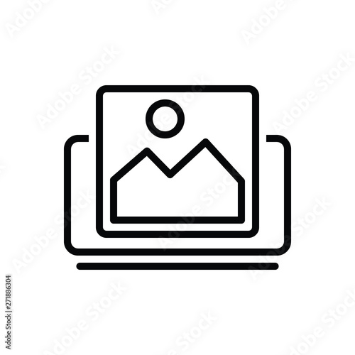 Black line icon for picture image