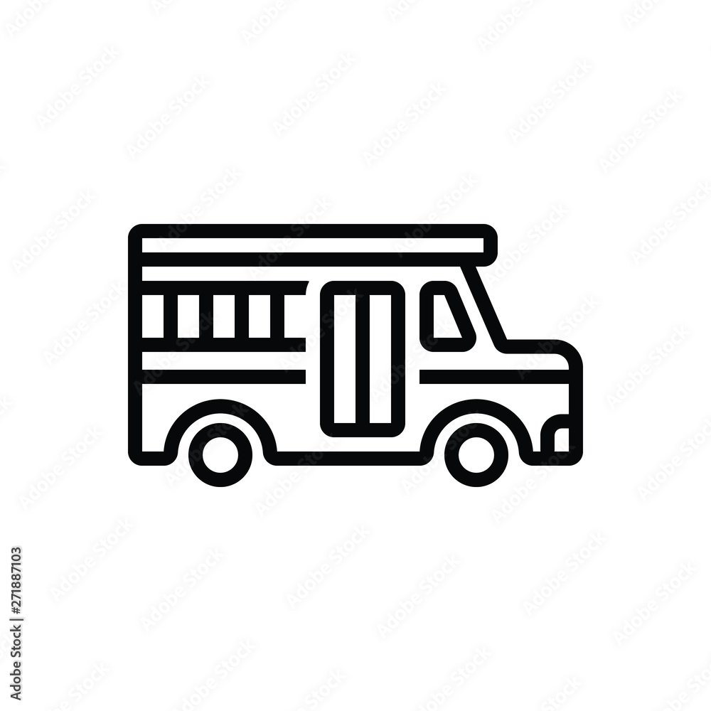 Black line icon for school bus Black line icon for school bus