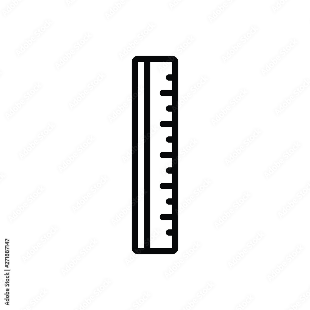 Black line icon for ruler yardage