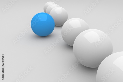 A blue ball lead white balls. © Jiva Core