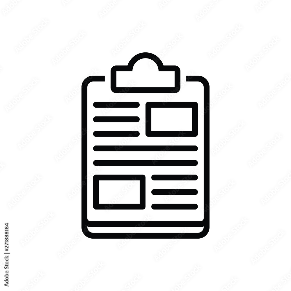 Black line icon for clipboard