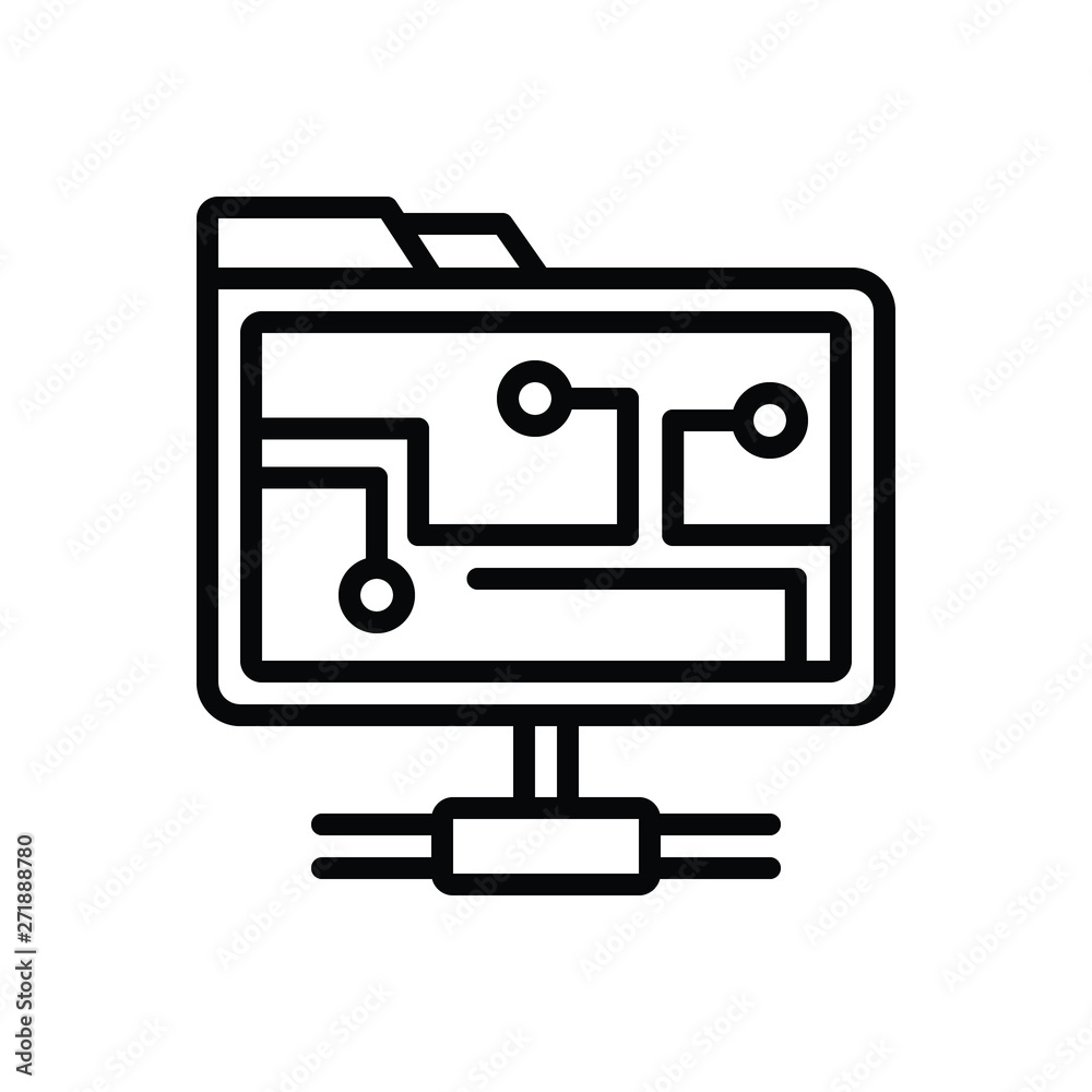 Black line icon for network folder Black line icon for network folder