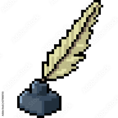 vector pixel art feather pen