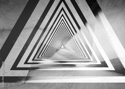Fototapeta Naklejka Na Ścianę i Meble -  Abstract white 3d triangular tunnel