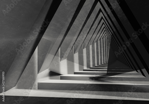 Fototapeta Naklejka Na Ścianę i Meble -  Abstract dark triangular tunnel