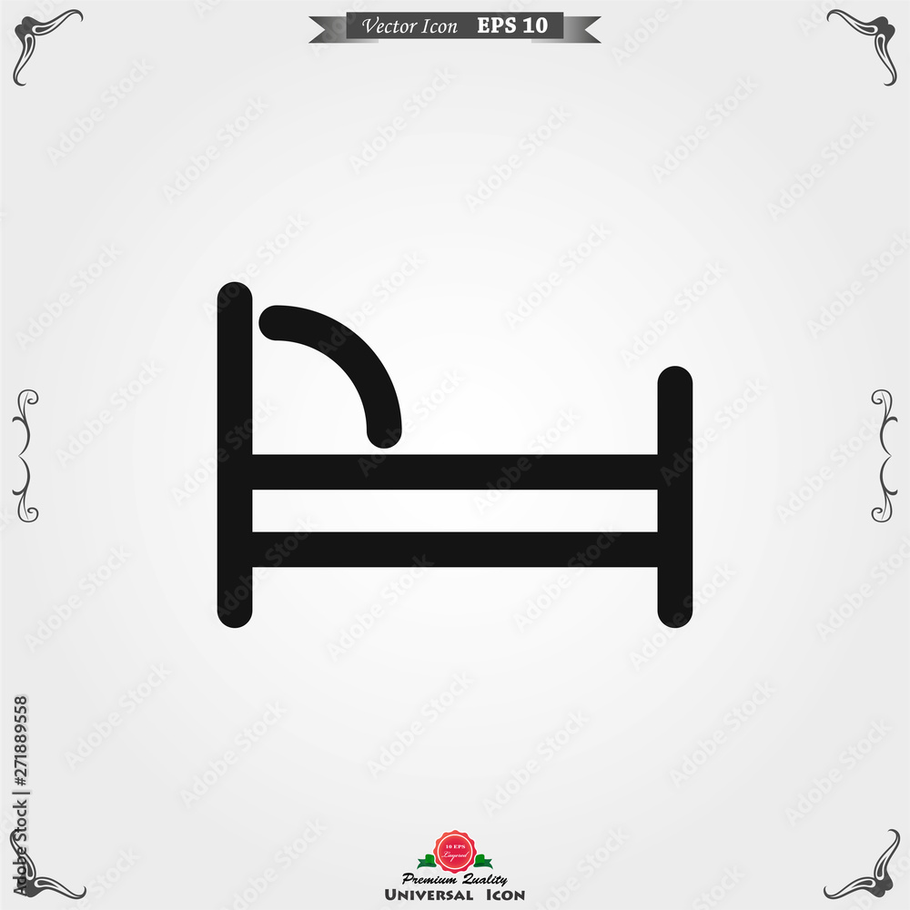 Bed icon vector, flat symbol on background. Bed icon vector, flat symbol on background.