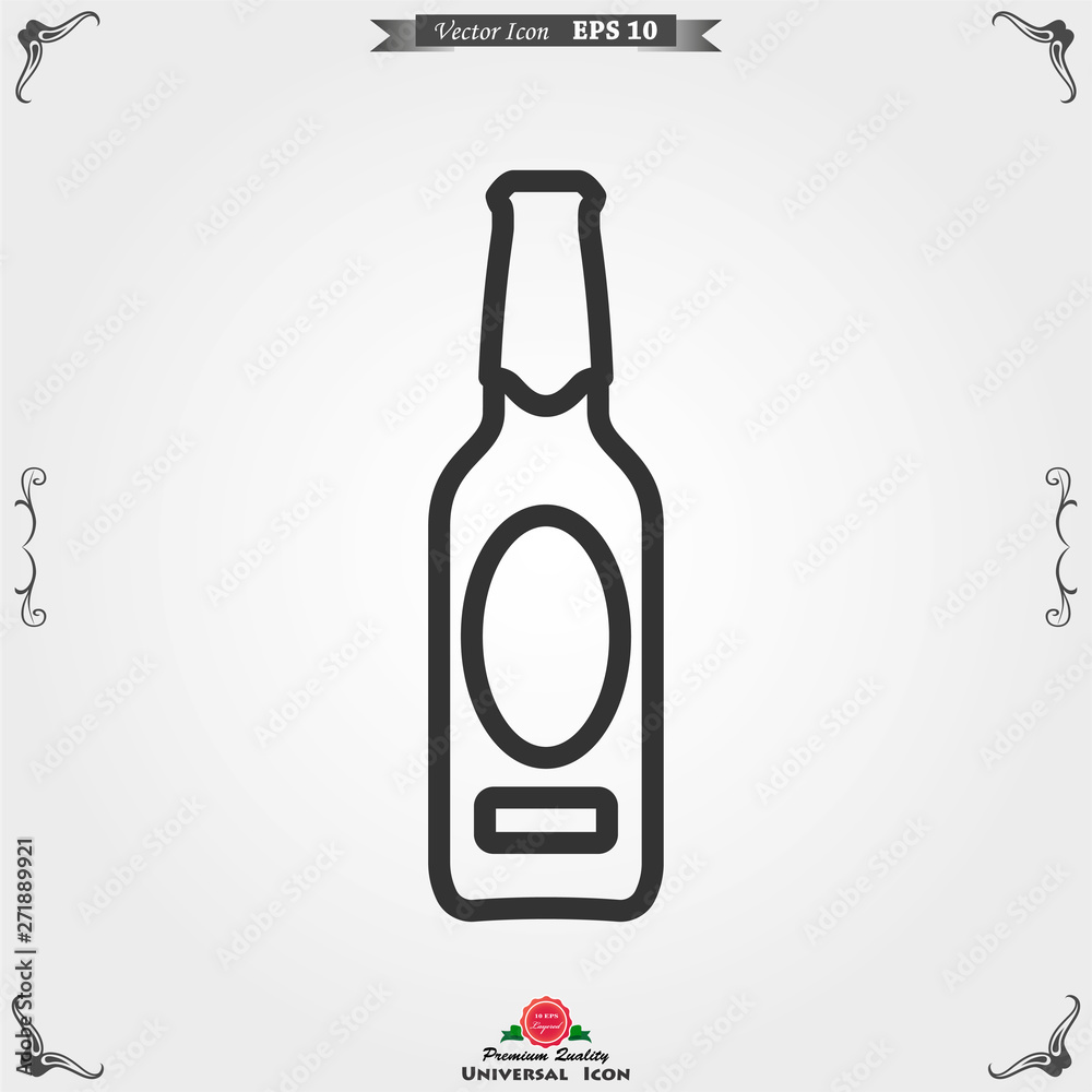 Beer bottle icon vector illustration for web and apps. Beer bottle icon vector illustration for web and apps.