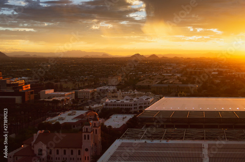 Panoramic view of Phoenix, Arizona, skyline on an autumn morning
