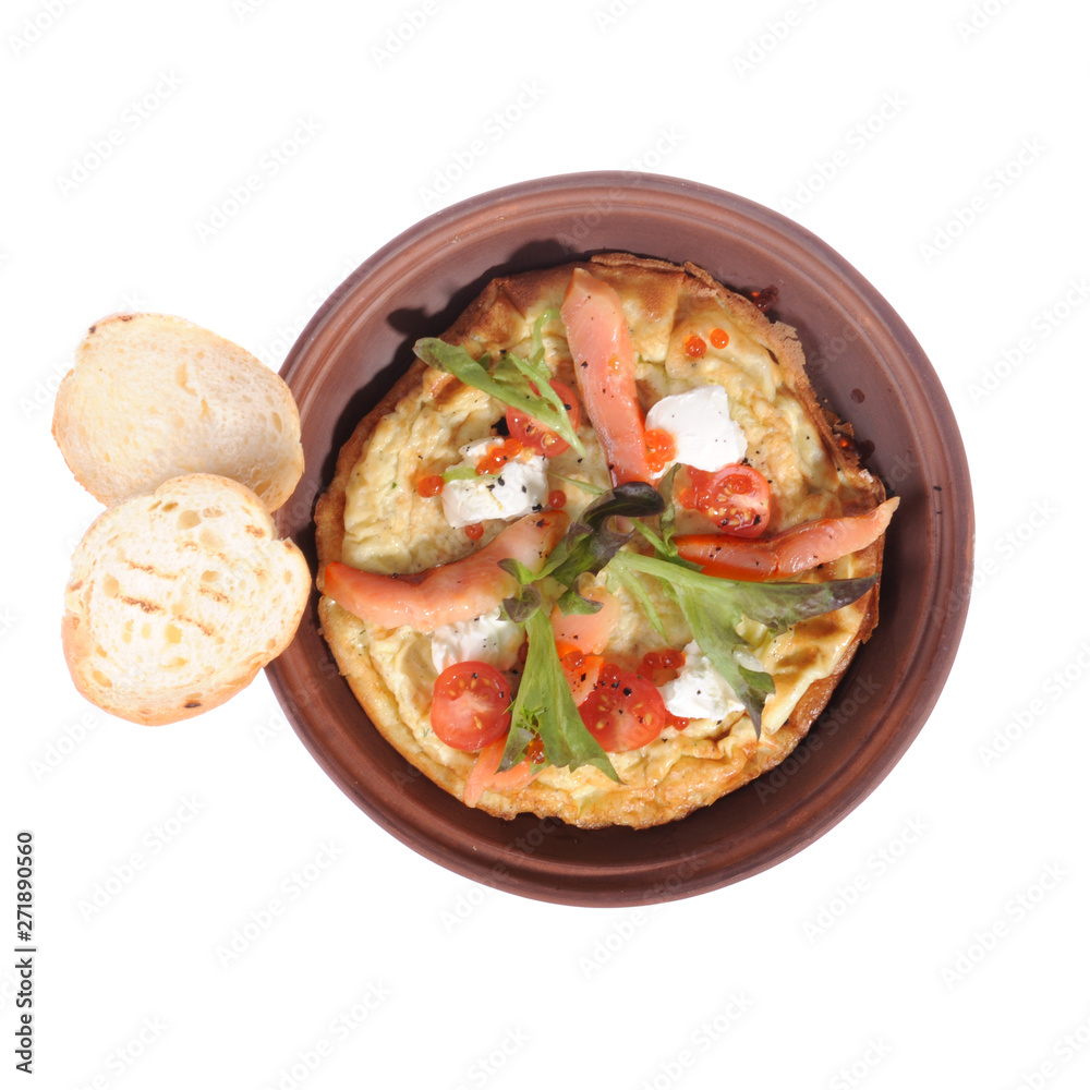 omelet with fish and vegetables