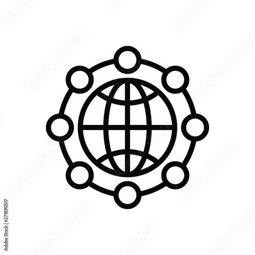 Black line icon for global network