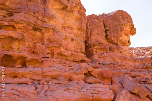 Coloured Canyon is a rock formation on South Sinai (Egypt) peninsula. Desert rocks of multicolored sandstone background. 