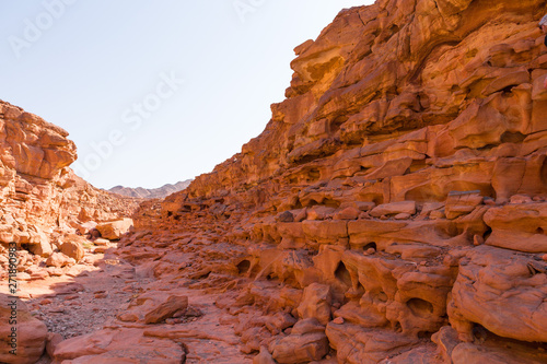 Coloured Canyon is a rock formation on South Sinai  Egypt  peninsula. Desert rocks of multicolored sandstone background. 