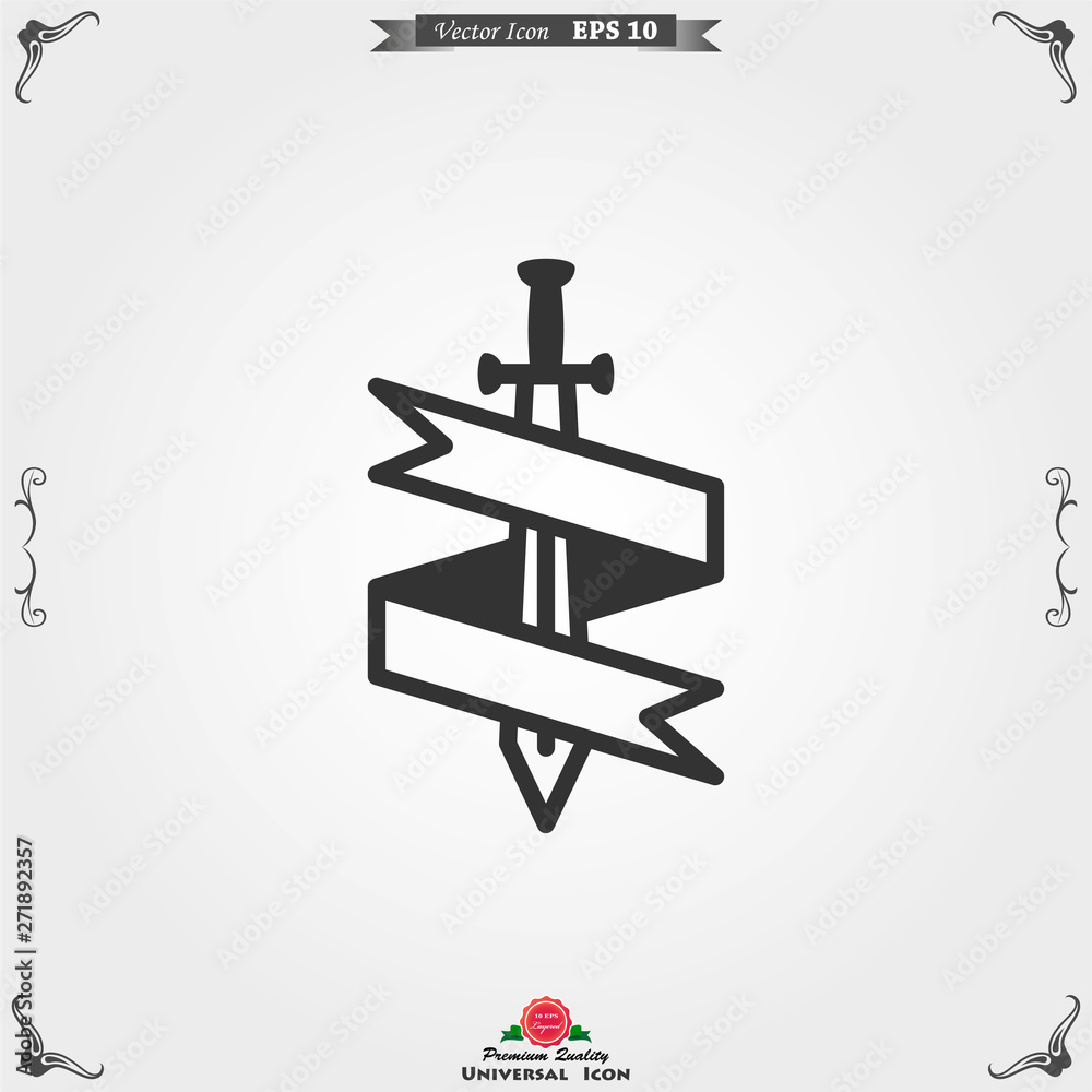 Sword icon, vector flat icon illustration isolated on background. Sword icon, vector flat icon illustration isolated on background.