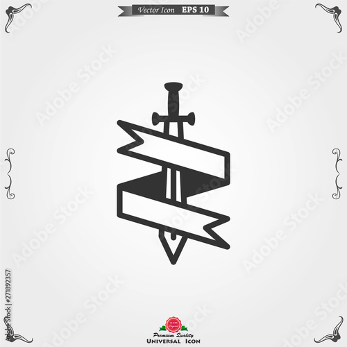 Sword icon, vector flat icon illustration isolated on background.