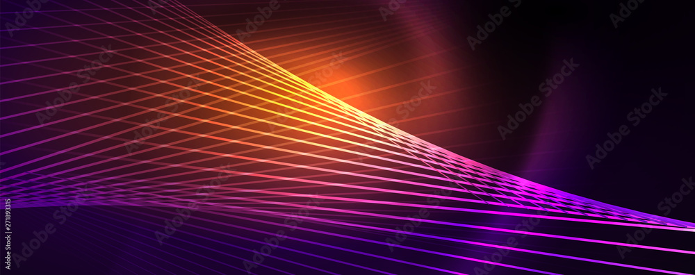 Color light with lines, outer space background, bright rays